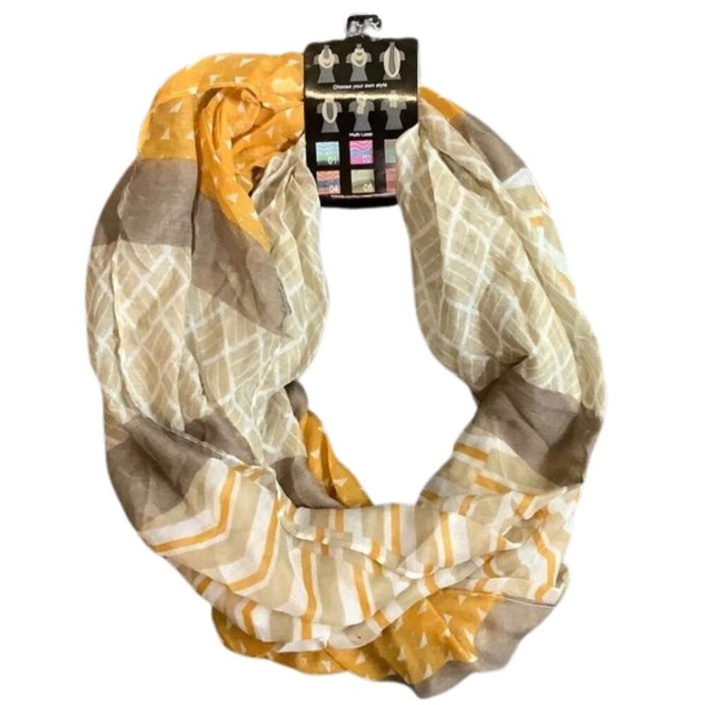 Grand Women's Infinity Scarf | Yellow and Tan | Fashion Accessory | One size NEW